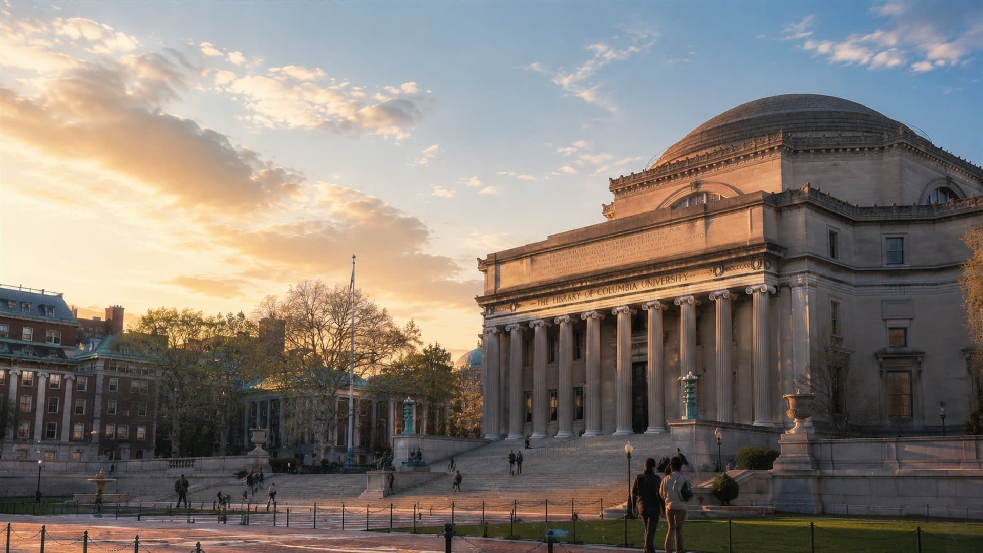 Columbia Low Library dusk campus view
